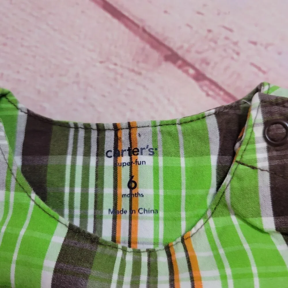 Carter's plaid tiger romper 6 months